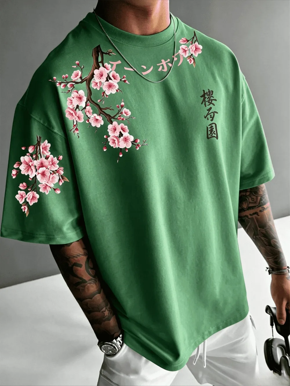 Harajuku Japanisches Blumenmuster 3D-Druck Atmungsaktives Schnelltrocknendes Herren-T-Shirt Outdoor Street Casual Fashion Y2K Eltern-Kind-Kleidung – Detail 7