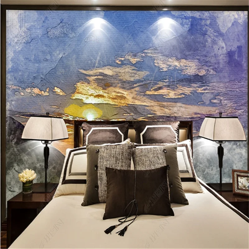 Minimalist Watercolor Wallpaper For Living Room Sunrise Cloud TV Background Mural Wall Paper Home Decor  papel de parede 3d