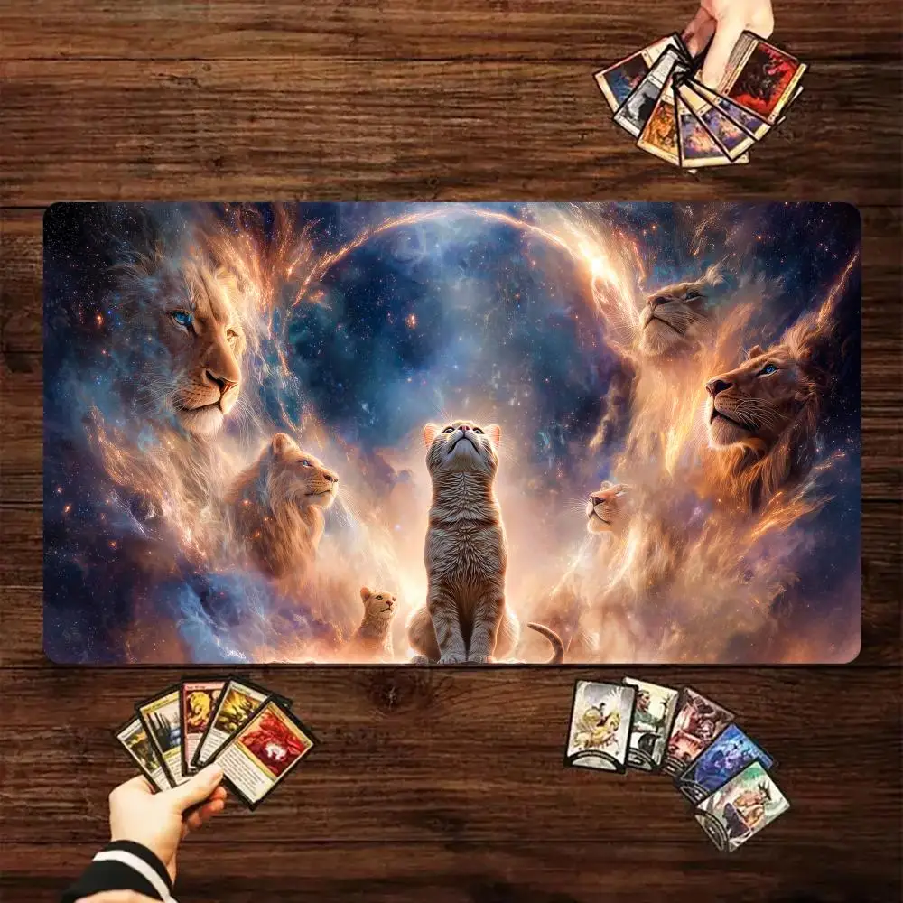Mysterious Starry Sky Cat Magic Card Battle Mat TCG Playmat Anti-slip Base 35X60CM Gathering Gaming Mats Board Game Mat for TCG