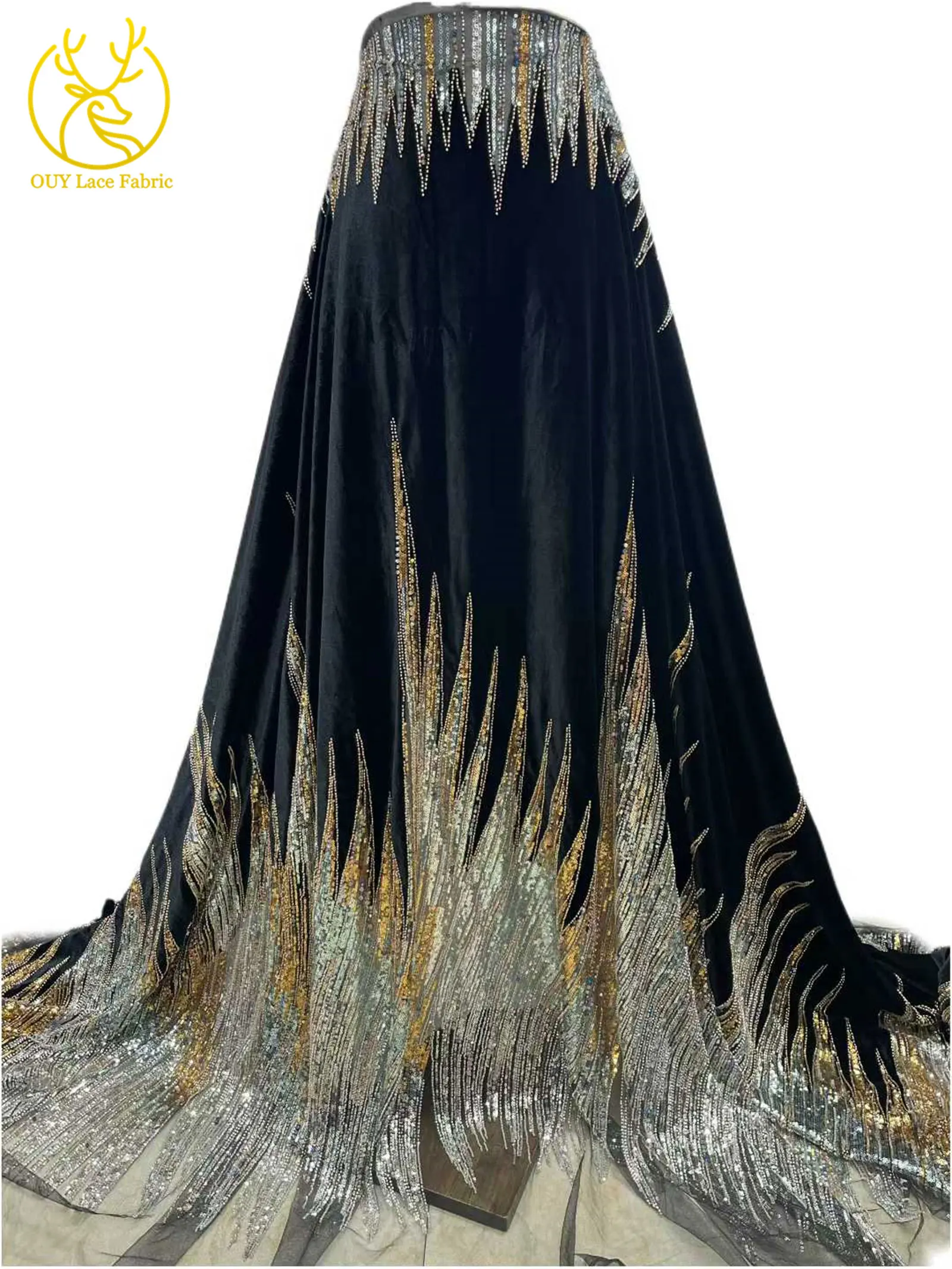 最新のベルベット繊細で上品なナイジェリアのスパンコールレース生地2025高級フランスのアフリカのビーズレース生地ウェディング女性用ドレス