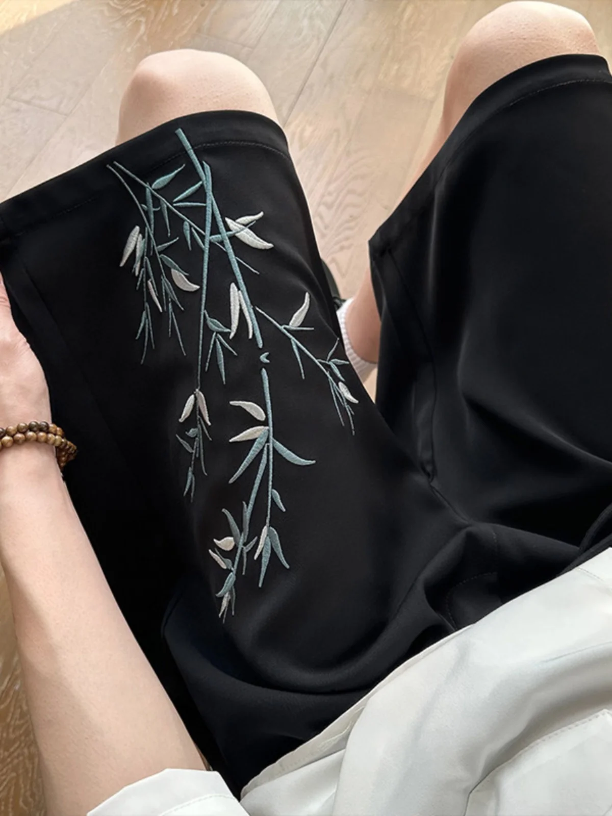 

New Chinese Sle Bamboo Men's orts Summer Thin Ice Silk Qui Dry Casual Loose Sport Five-Quarter Length Faionable Brand