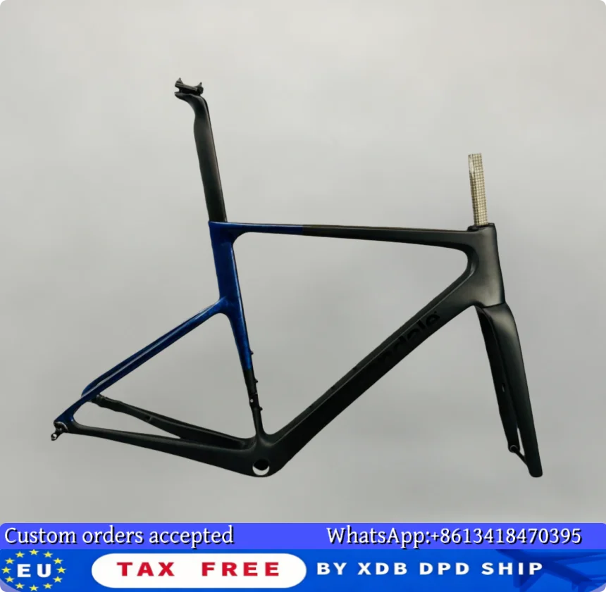 

EVO Carbon Bicycle Frame Disc Brake EVO Road Bike Frame Blue Glossy With Handlebar