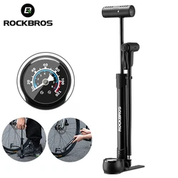 ROCKBROS Reversible Dial Bike Pump 120 PSI High Pressure Gauge Air Inflator Pump AV FV Aluminum Alloy Motorcycle Bicycle Pump