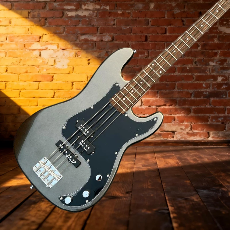 

Grey Bass SQ Alder Wood Body Electric Guitar Free Shipping New Year Gift Fixed Bridge