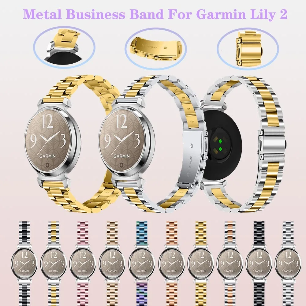 

Metal Watch Band for Garmin Lily 2 Watch Strap Business Style Rainbow Stainless Steel Band for Garmin Lily 2 Band Accessories
