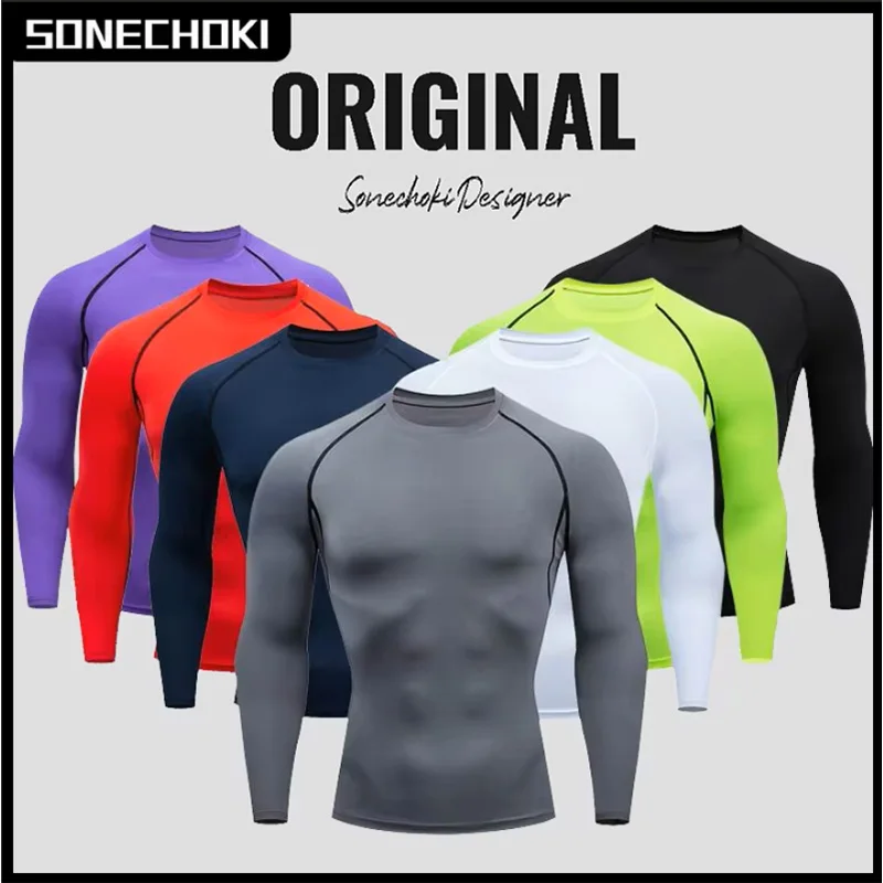 Men's T-shirt Men Running Sport T Shirt Men Compression Fitness Tops Tee Quick DryTight Training Gym Sport Running Shirts Jersey