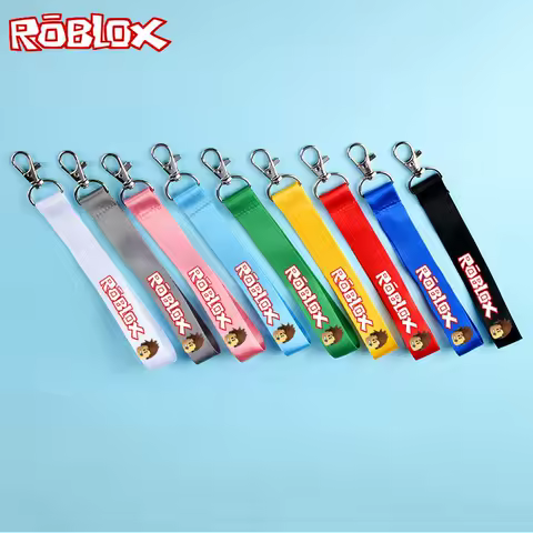 New Style ROBLOX Peripheral Keychain Cartoon Print Creative Mobile Phone Key Hanging Rope Colorful Backpack Ribbon Gifts