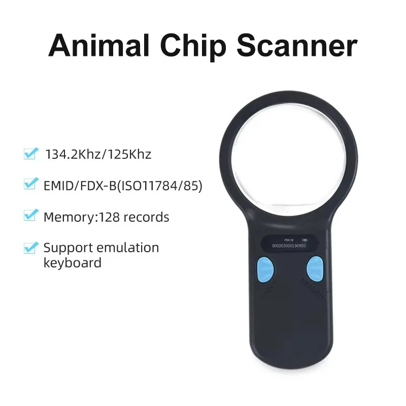 134.2KHz 125kHz Animal RFID Reader Pet Microchip Scanner FDX-B EMID Glass Chip USB Handheld Tag Reader