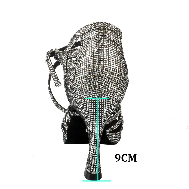 Wedopus 9CM chaussures de danse de salon plate-forme talon noir paillettes semelle en daim talons de danse chaussures de Salsa personnalisées