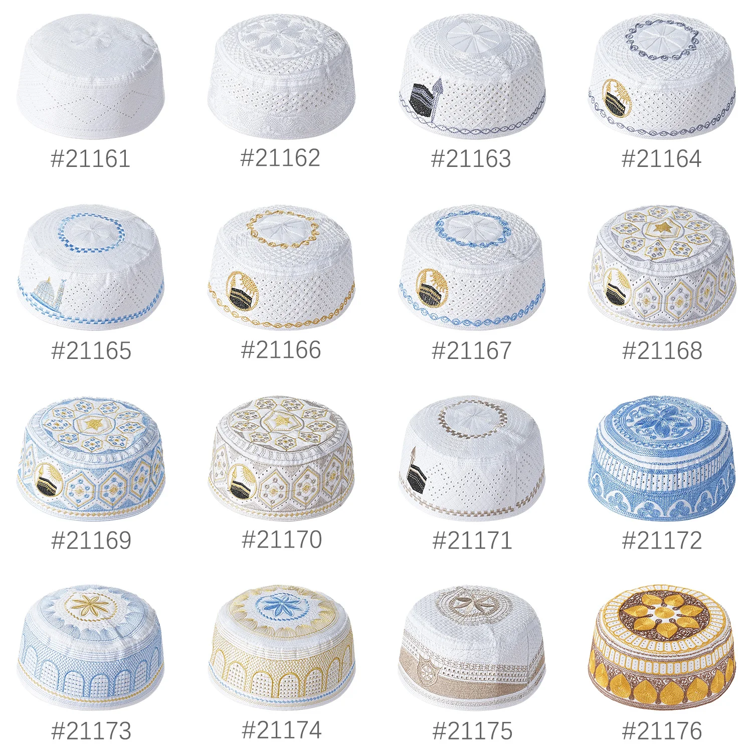 Nuovi uomini musulmani berretto di preghiera cappello di cotone ricamo per il tempo libero Arabia Saudita cappello islamico berretto da uomo foulard Topkippot turbante berretto saudita