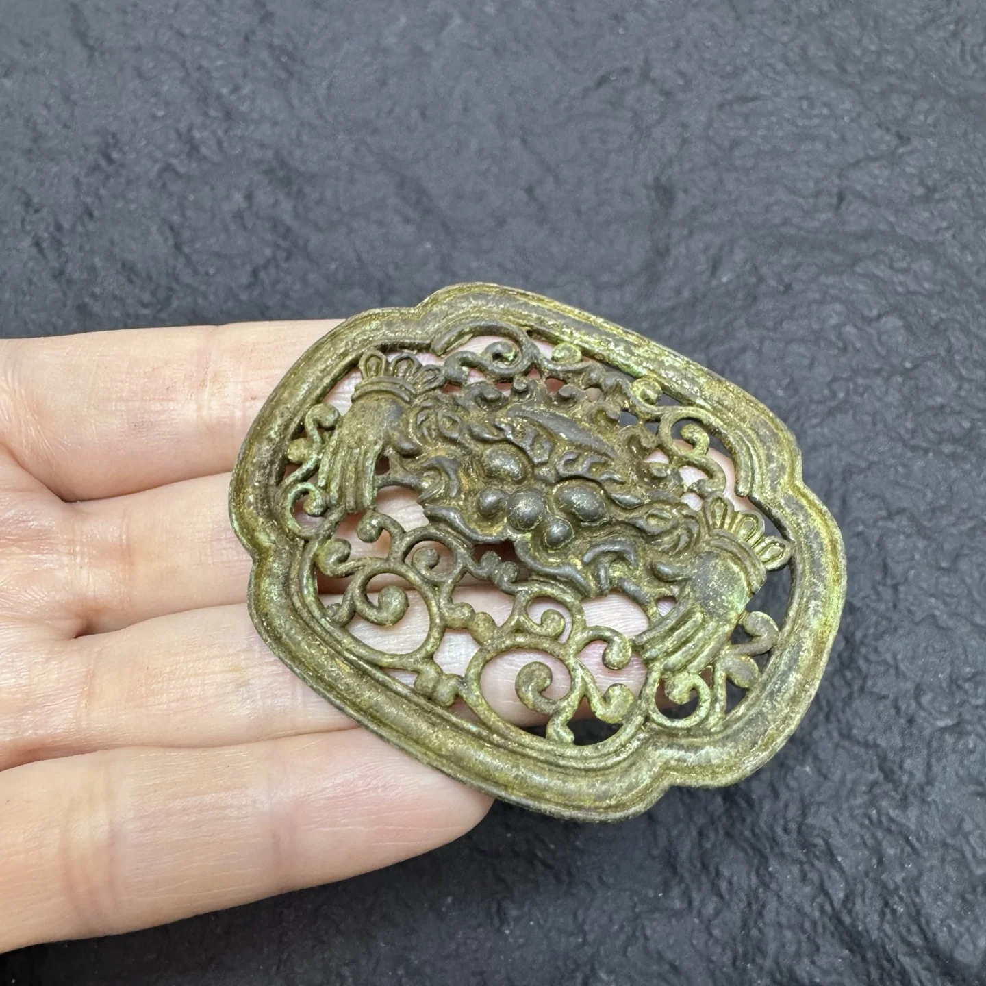 China old Lima copper patina Tibetan culture Zibazha pendant retro waist tag