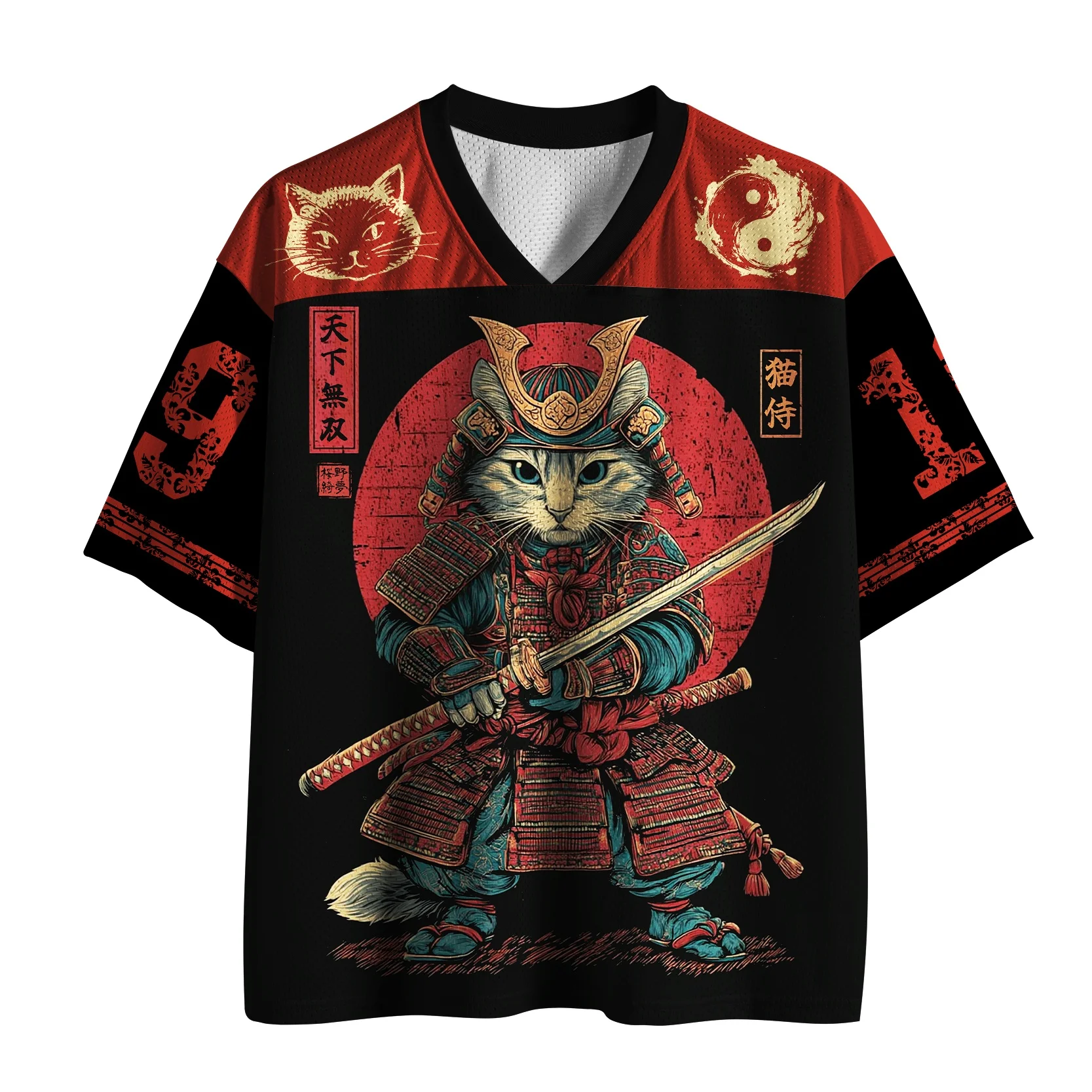 Japanese Cat Guards Fun 3D Sports Fitness Men's and Women's T-shirts, Children's Parent-child Clothing, Street Wear, Casual Tops