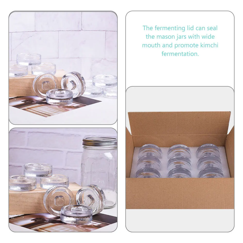 

3 Pcs Fermentation Glass Jar Weights Wide Mouth Jars Fermenting Lids Pickling Clear