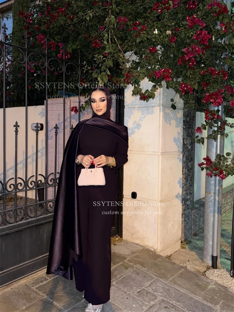 فساتين سهرة أرجوانية من SSYTENS سراويل نسائية عربية بطول الأرض للمناسبات الخاصة فساتين حفلات رسمية سعودية حسب الطلب