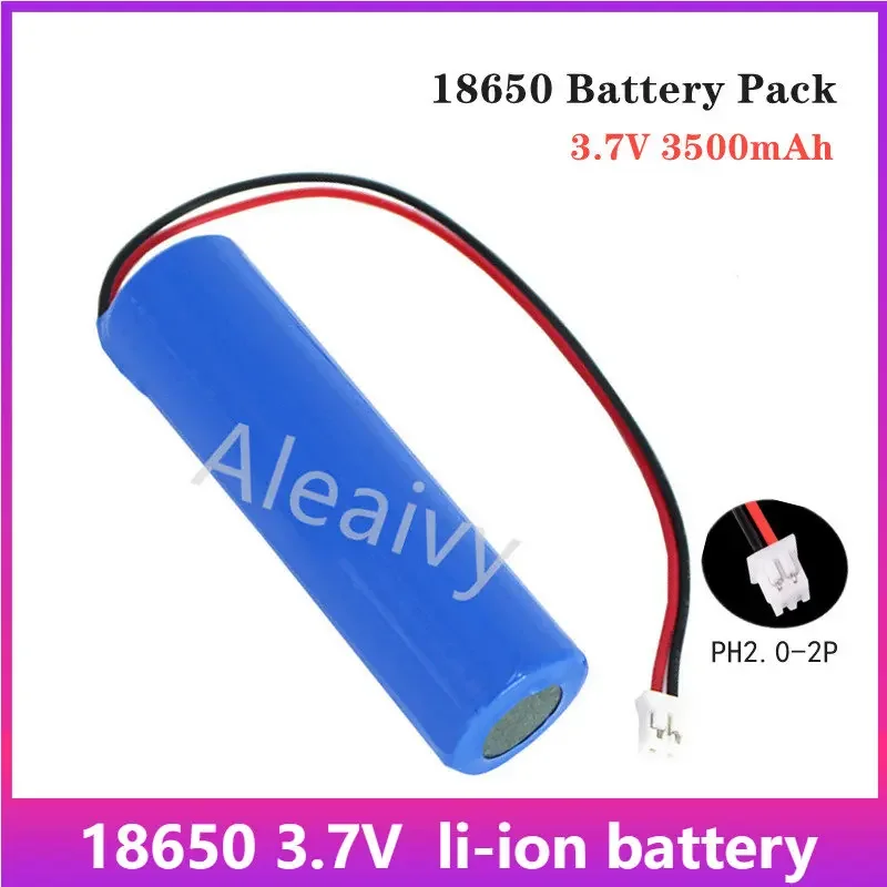 3.7V lithium battery pack 18650 2000mAh 3500mAh fishing LED light Bluetooth speaker emergency DIY battery with plug PH2.0 cable