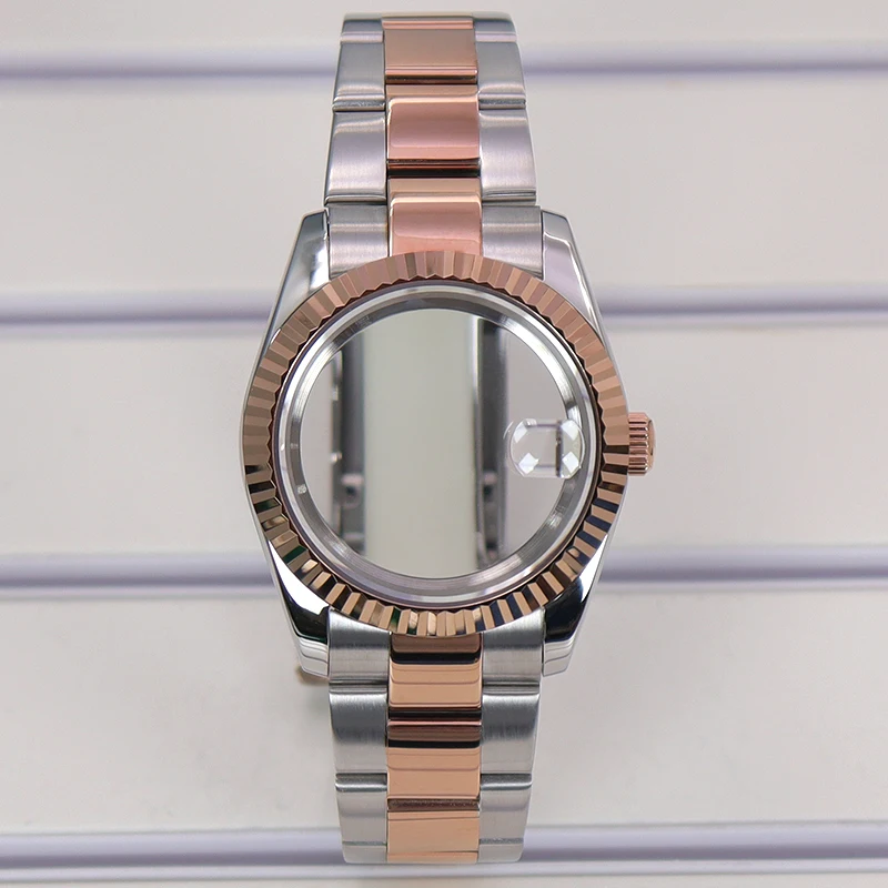 

36mm 39mm Ms. Watch Case Strap kit set Sapphire Crystal For NH35 NH36 NH34 NH72 Miyota8215 28.5mm Dial Rose Gold Silver Datejust