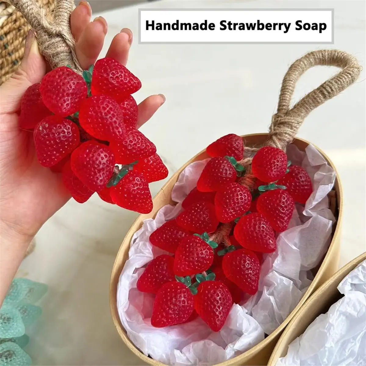 3D Strawberry and Grape Scented Soap Mold, 3-Piece Strawberry Silicone Scented Candle Soap Mold with 3 Leaf Molds