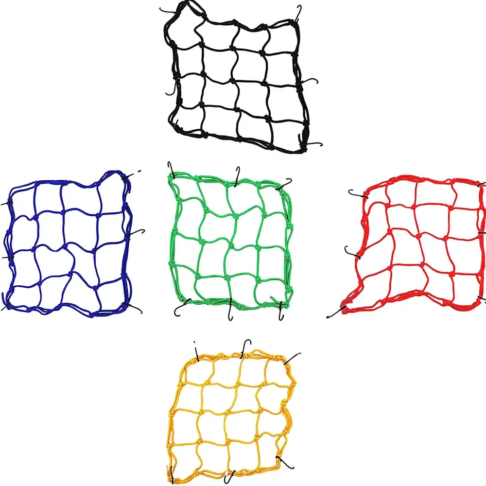 1 szt Motocyklowa sieć zbiornika paliwa z 6 haczykami, przytrzymująca torba na bagaż Siatka na kask Siatka na sznurki 5 kolorów Artykuły podróżne