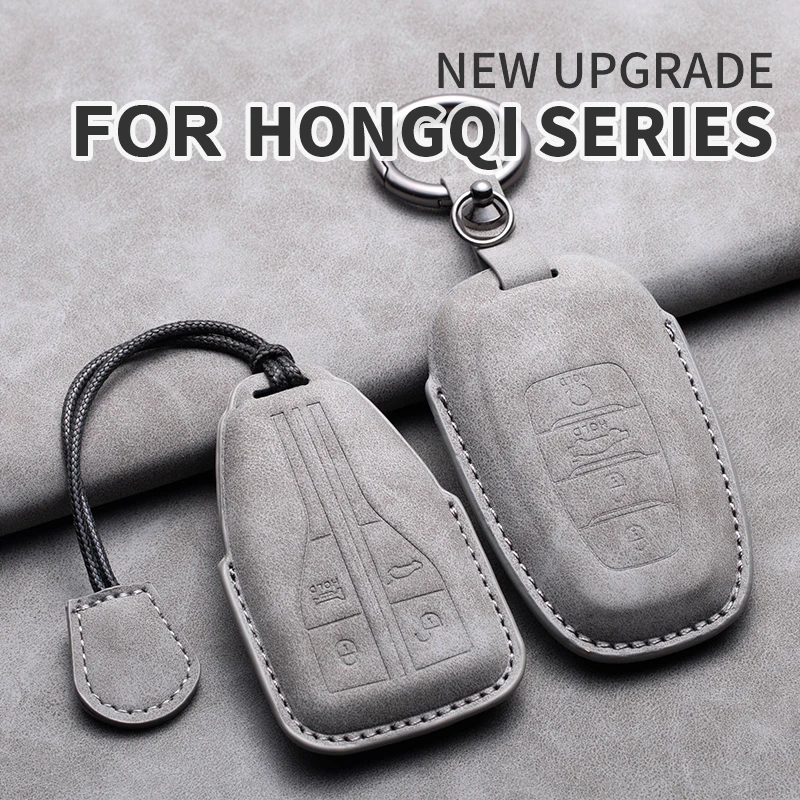 

Leather Car Smart Key Fob Case Cover Shell Holder For FAW Hongqi HS5 H5 H9 HS7 H7 L5 HS3 L9 Car Key Cover Keychain Accessories