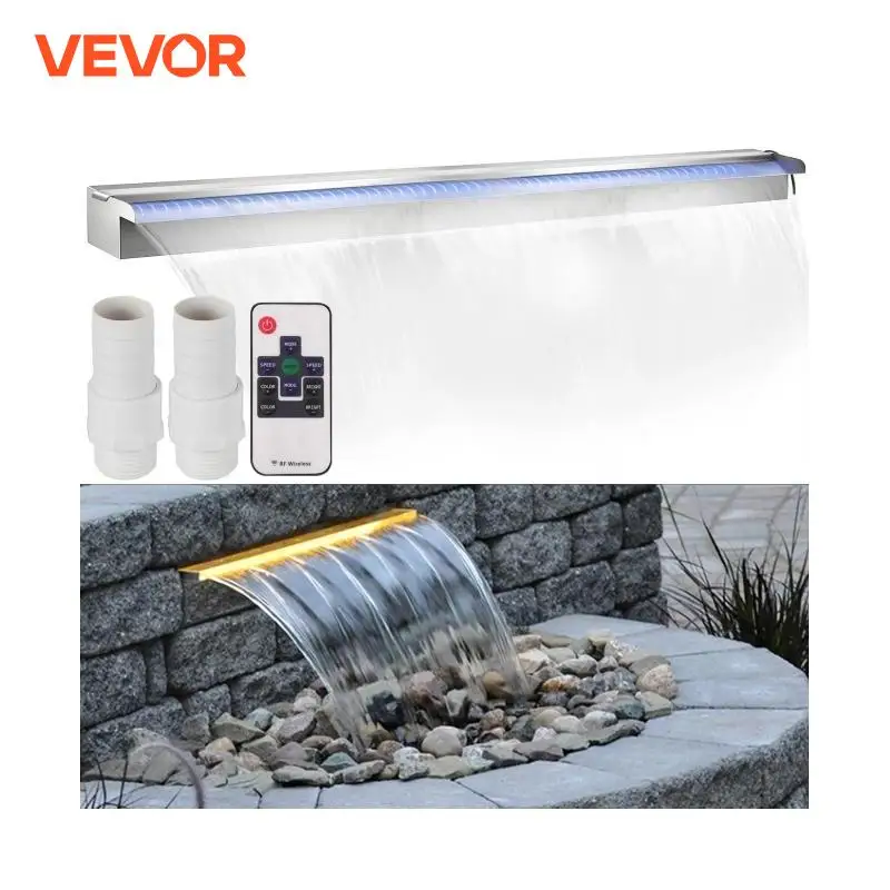 Vevor 30-150Cm Zwembad Fontein Waterval Met Licht Waterleiding Acryl Fontein Vijver Tuin Zwemmen Feature Decoratieve Fontein