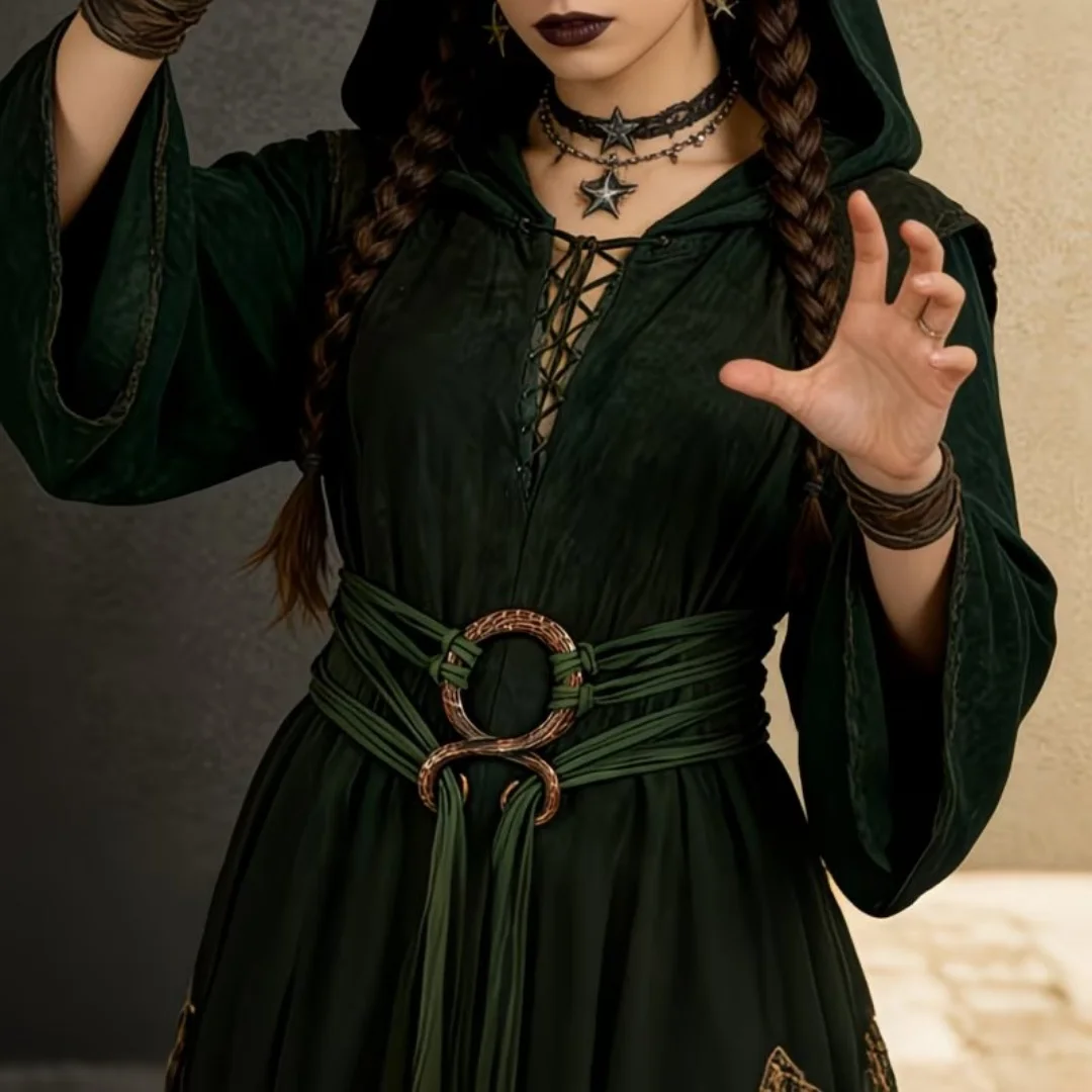Cinturón Largo con Nudo Medieval para Mujer, Cinturón con Nudo Estilo Bruja Nórdica, Accesorios de Vestimenta Vikinga