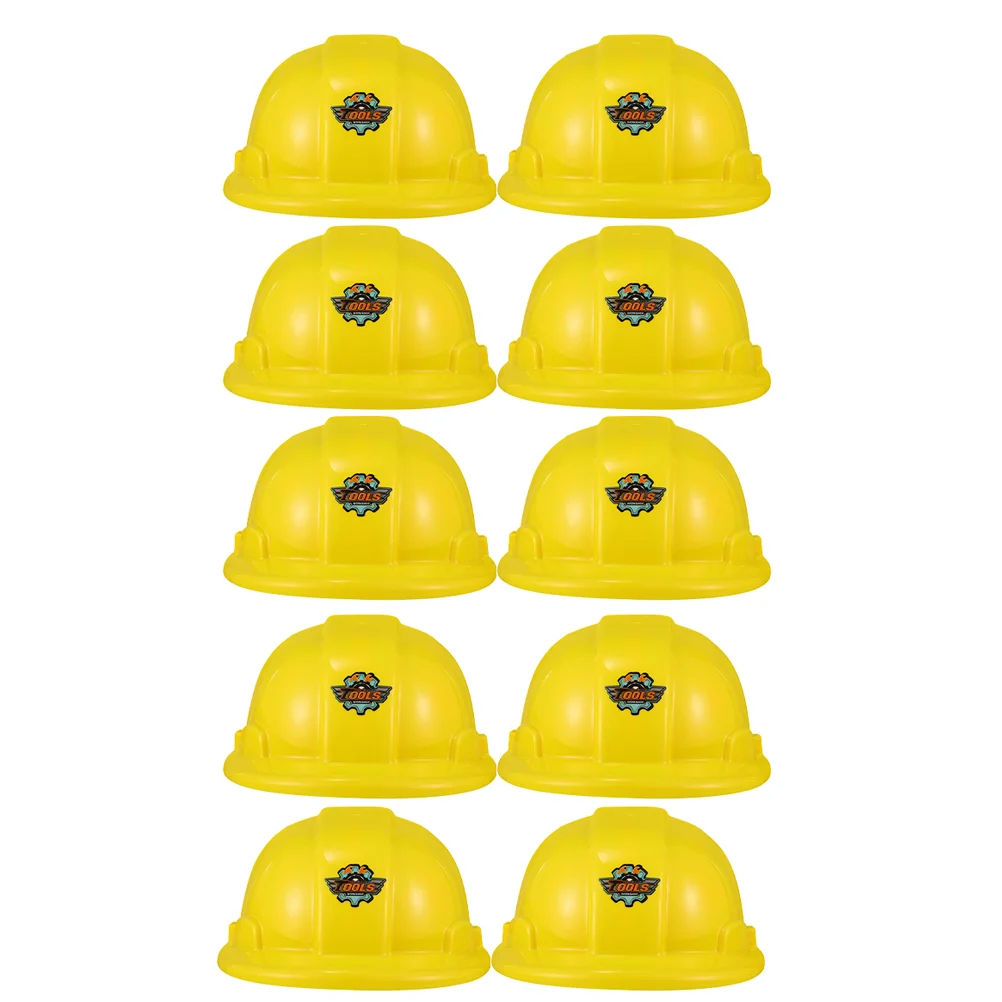 10 Pcs Helmets for Adults Toy Yellow Construction Hat Kids Party Cosplay Building Dress Up Hats Worker Child