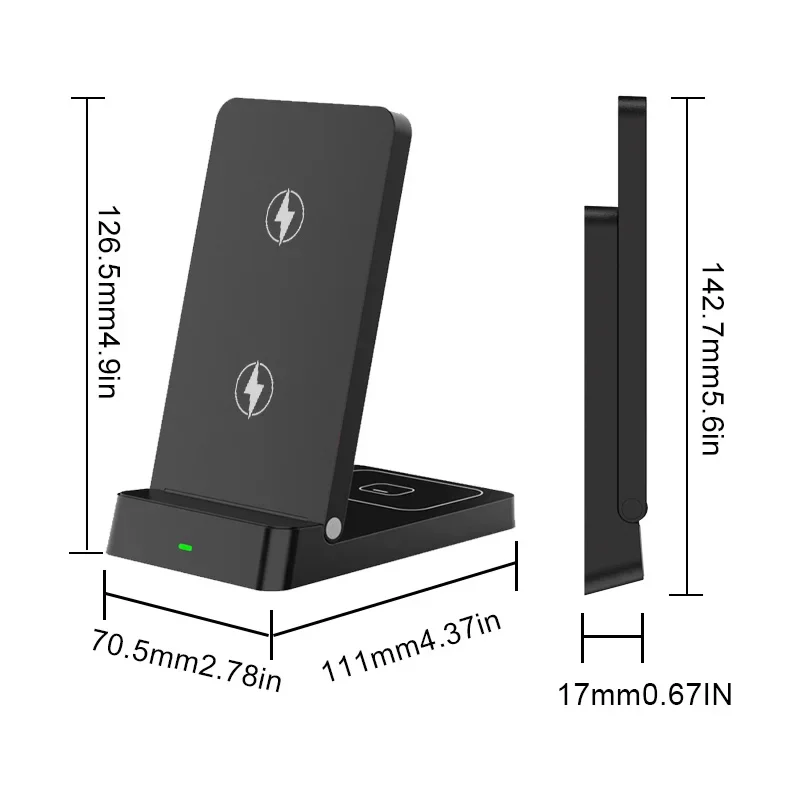 Dual-Coil 2-in-1 Faltbares Kabelloses Ladegerät Telefonhalter für iPhone 17 16 15 14 13 12 Xiaomi Airpods 2 Pro4/3 Schnellladeständer – Detail 9