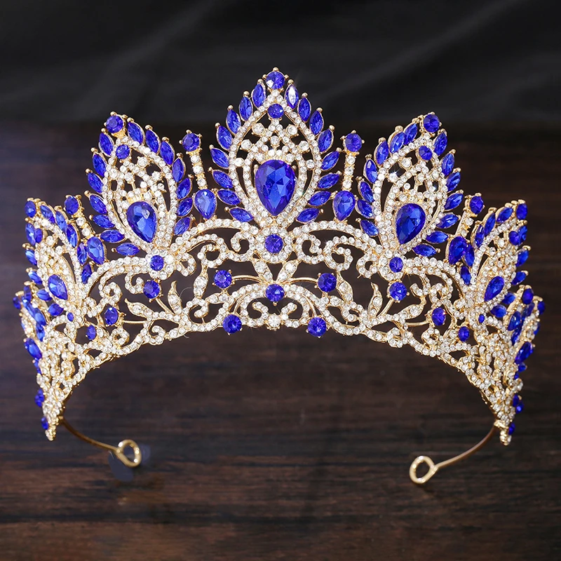 Royal Queen Purple Crown Big Diadem Bride Tiara Elegant Bridal Wedding Party Princess Crown Hair Accessory for Women