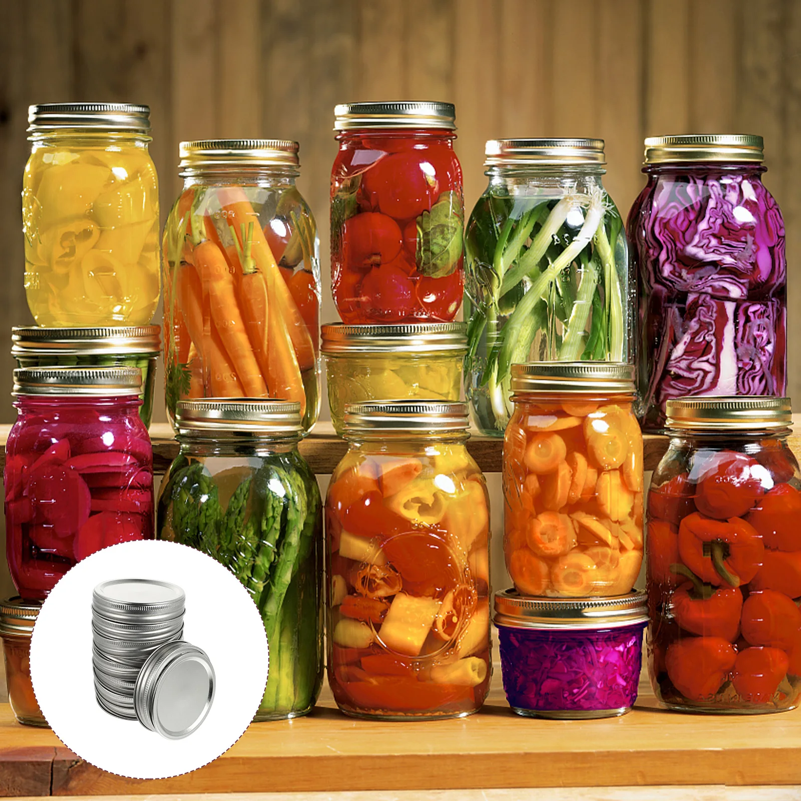 

Mason Jar Caps Iron Canning Lids Silver Wide Mouth Airtight Storage Tank Lids Tinplate Round Jar High Quality Metal Separate