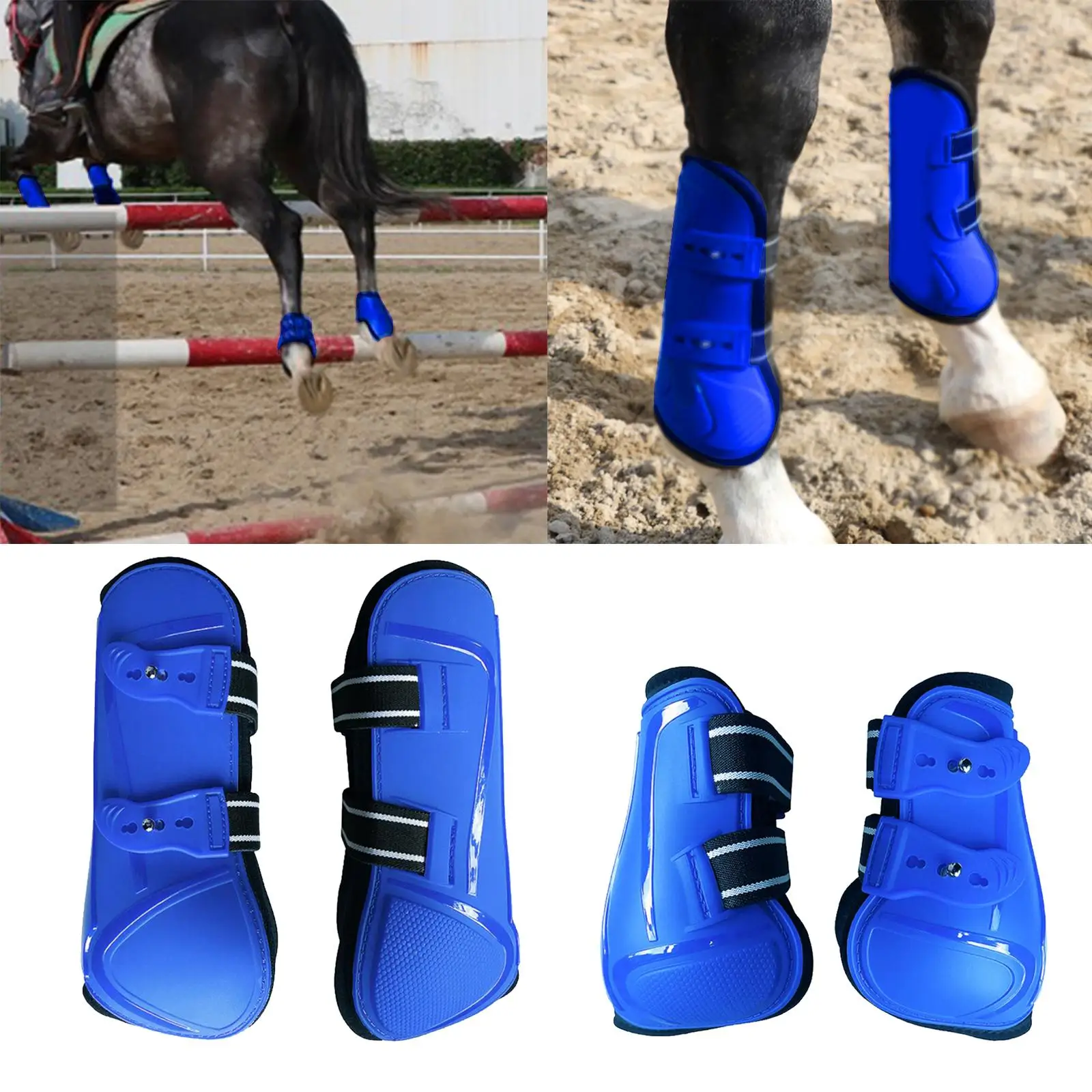 Horse Tendon Boots 2pcs, PU Shell Tendon Fetlock Brace Guard Boots for Riding Shock Absorbing Jumping ion Accessories