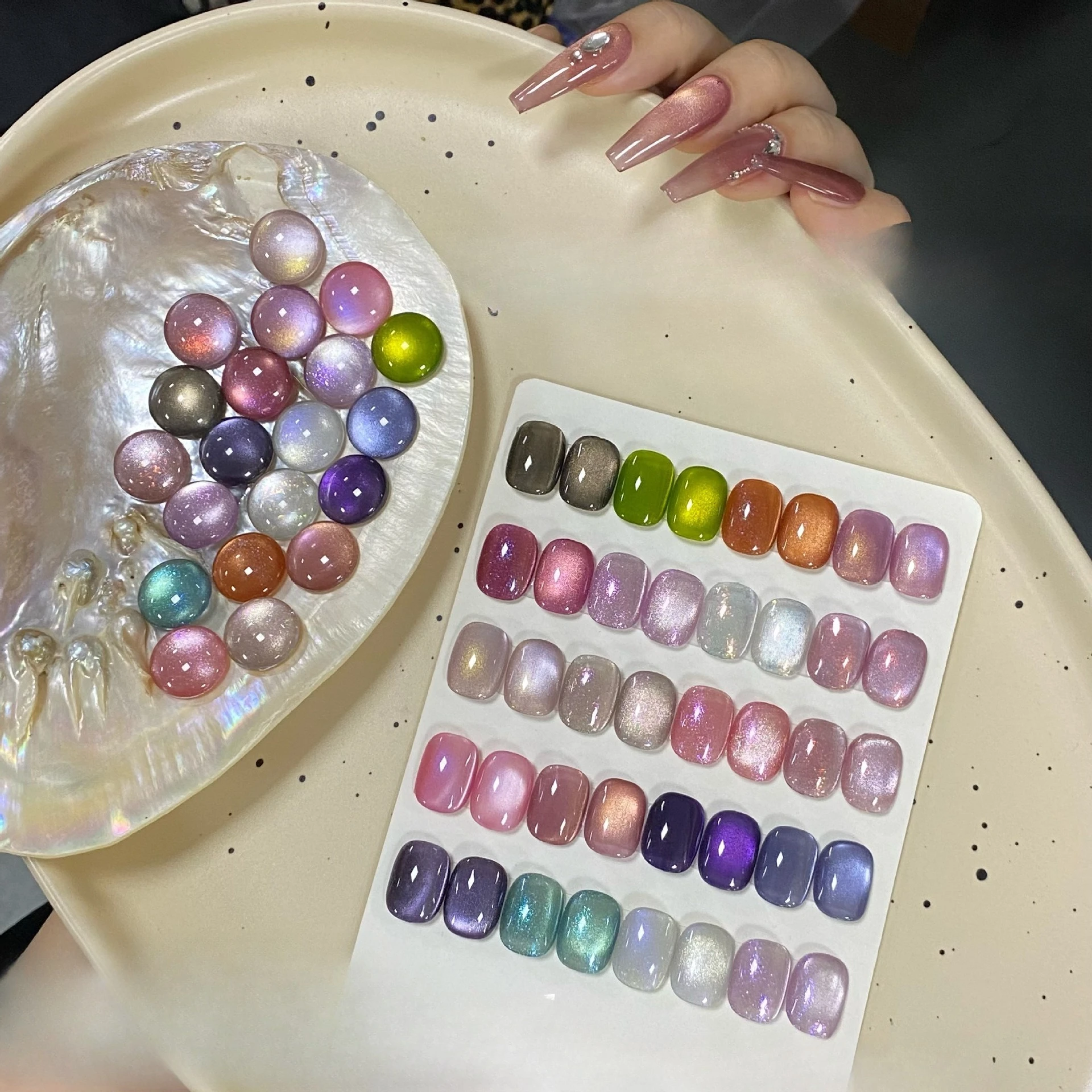 الوردي الأرجواني القط المغناطيسي جيل للأظافر البولندية الأرجواني كريستال زجاج حبة شبه دائم نقع قبالة الأشعة فوق البنفسجية LED هلام الورنيش جميع للتقليم #3