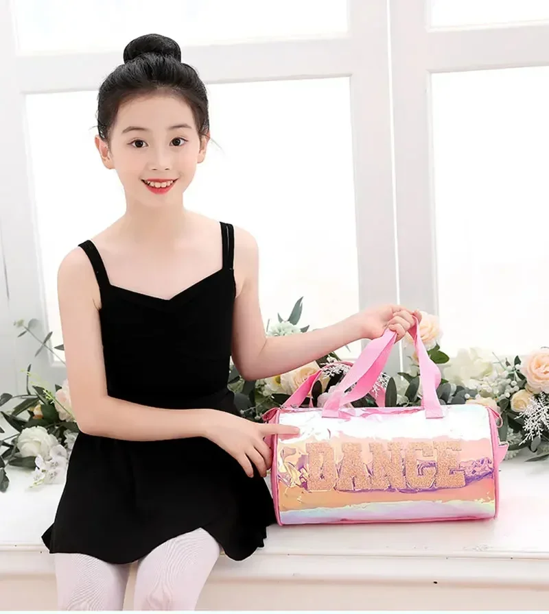 حقيبة رقص لاتينية وطنية للأطفال ، حقيبة ظهر بكتف واحد ، حقيبة يد باليه ، كرتون ، ليزر ، فتيات ، محمولة