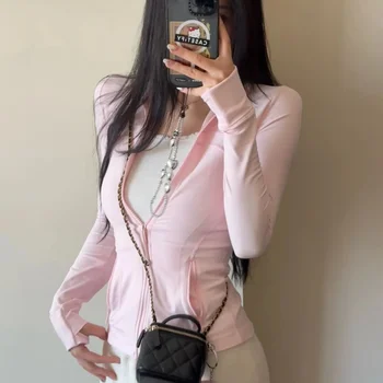 Lemon Defines damska kurtka sportowa moda obcisła odzież sportowa płaszcz treningowy bieganie siłownia joga jednolity kolor kardigan kurtka