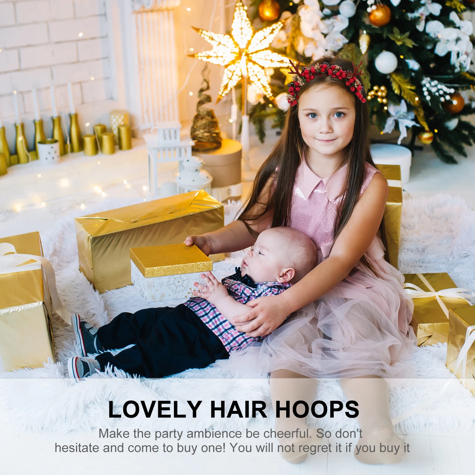 

1pc Series Antler Hairband Xmas Party Headwear Christmas Hair Accessory Lightweight Holiday Costume Decor Antler