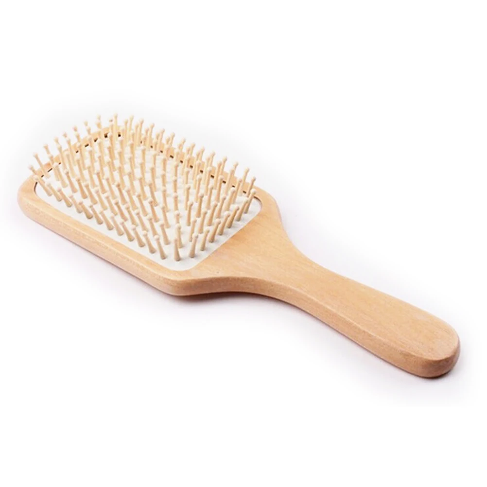 

Ergonomic Wooden Hair Massage Comb Brush Flexible Rubber Teeth White 25X8Cm Natural Wood Scalp Care Solid Massage Brush For