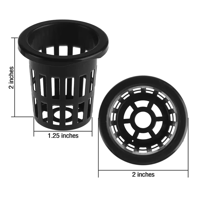 100 szt. Czarne Plastikowe Kosze Mocujące Ogrodnicze Bezglebowe Siatkowe Kubki do Roślin, Doniczki, Wiaderka, Kosze do Hydroponiki-AT36