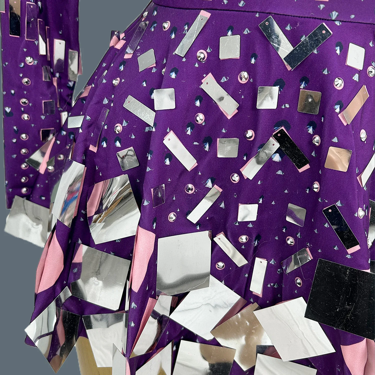 Sexy Spandex Sparkly Rhinestones Long Sleeve Mini Dress for Women Dance Costume Birthday Celebrate Party Show Stage Wear Xieshi