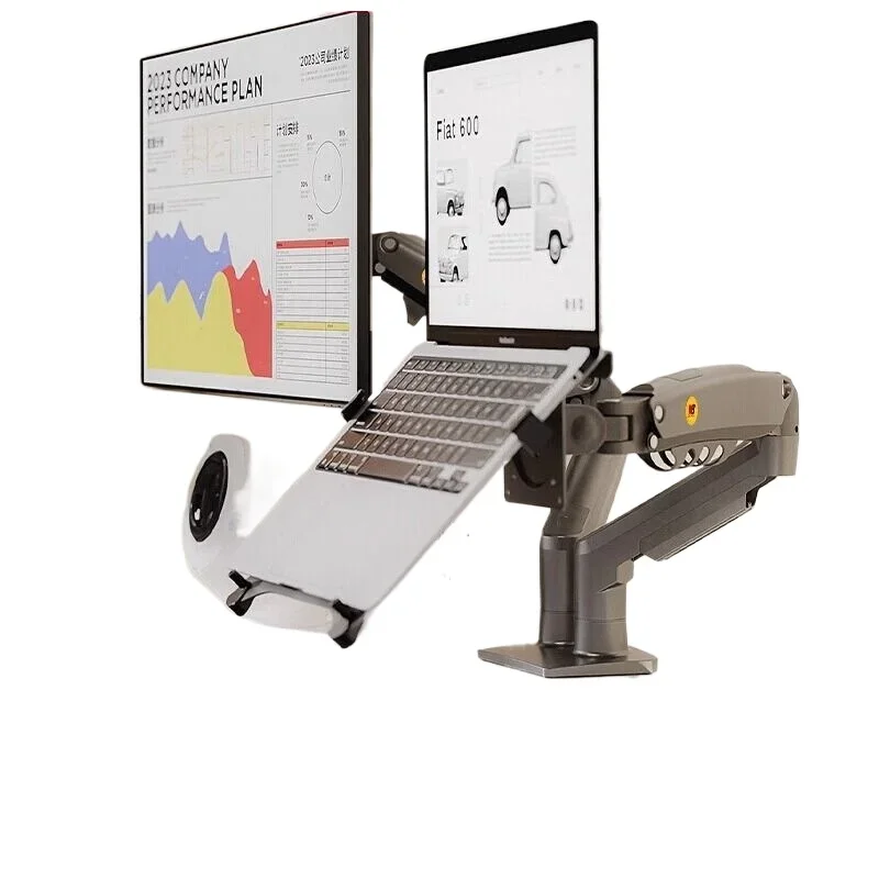 Dual-screen notebook cantilever bracket, dual-screen monitor bracket one for two, gun black.