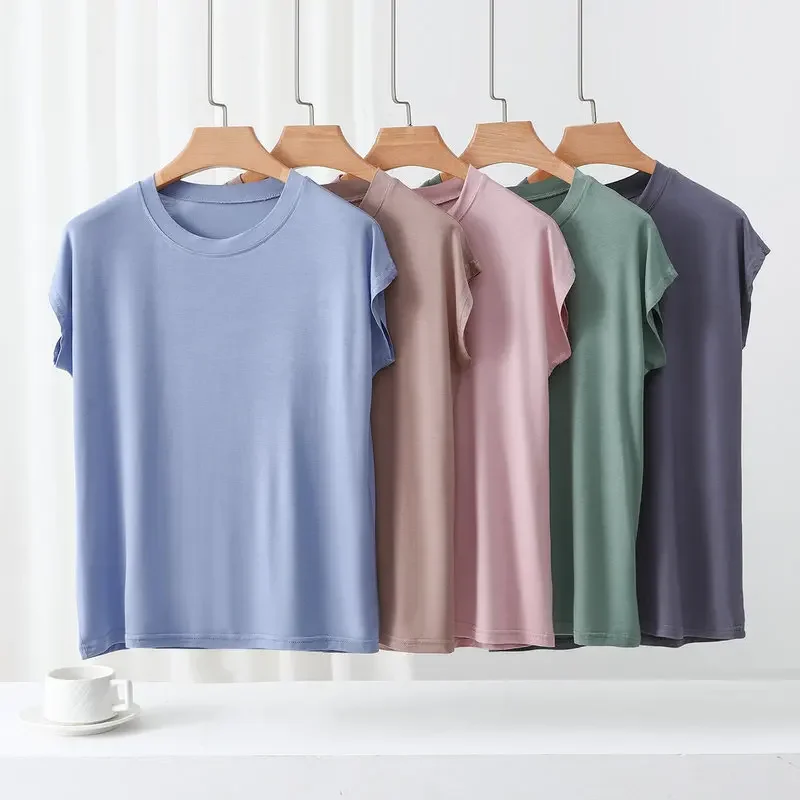 15 solid colors Modal O-Neck Sleeveless Tshirts Summer women's Loose T-shirts Thin Bottomed Tee Tops all match tank top