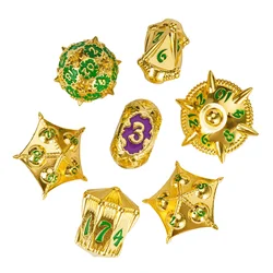 Baume die-Dés polyédriques en métal solide, ensemble de dragon d'invitation du MDN, jeu de dés pour jouer à Py, Atofinder, D4, D6, D8, D10, D %, D12, D20, 7 pièces