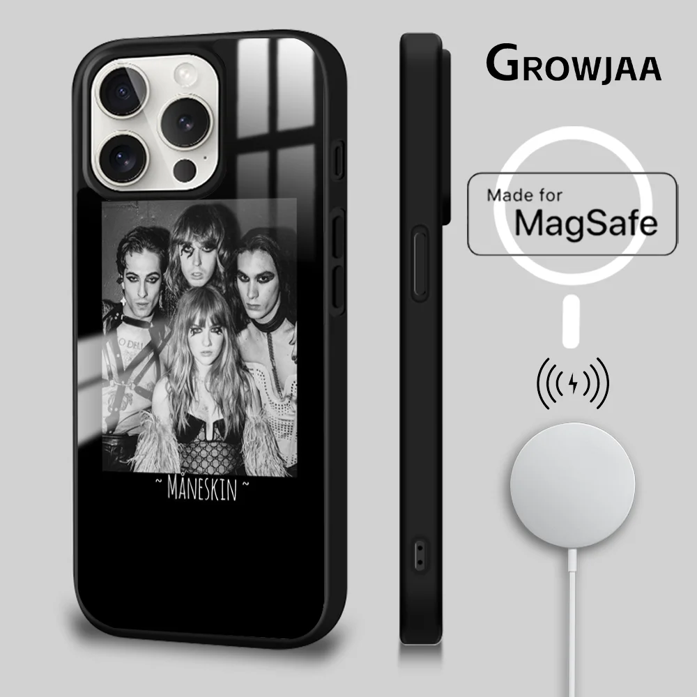 

Band M-Maneskin Magsafe Phone Case For iPhone 15 14 13 12 11 Pro Max Plus Mini Shockproof Mirror Wireless Magnetic Cover