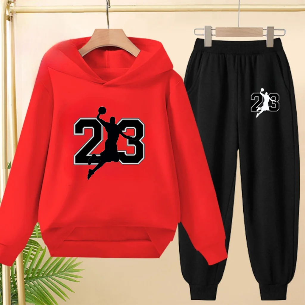 

Children's Sportswear Casual Pants Are Suitable for Boys Girls Aged 3to12 Winter Casual Sportswear Set with a Hooded Long Shirt