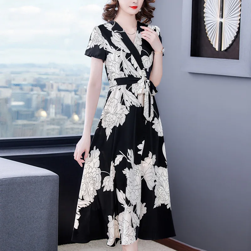 

Summer French Chiffon Dress Women's Summer Dress2025New Temperament Summer Slimming Temperament Midi Skirt