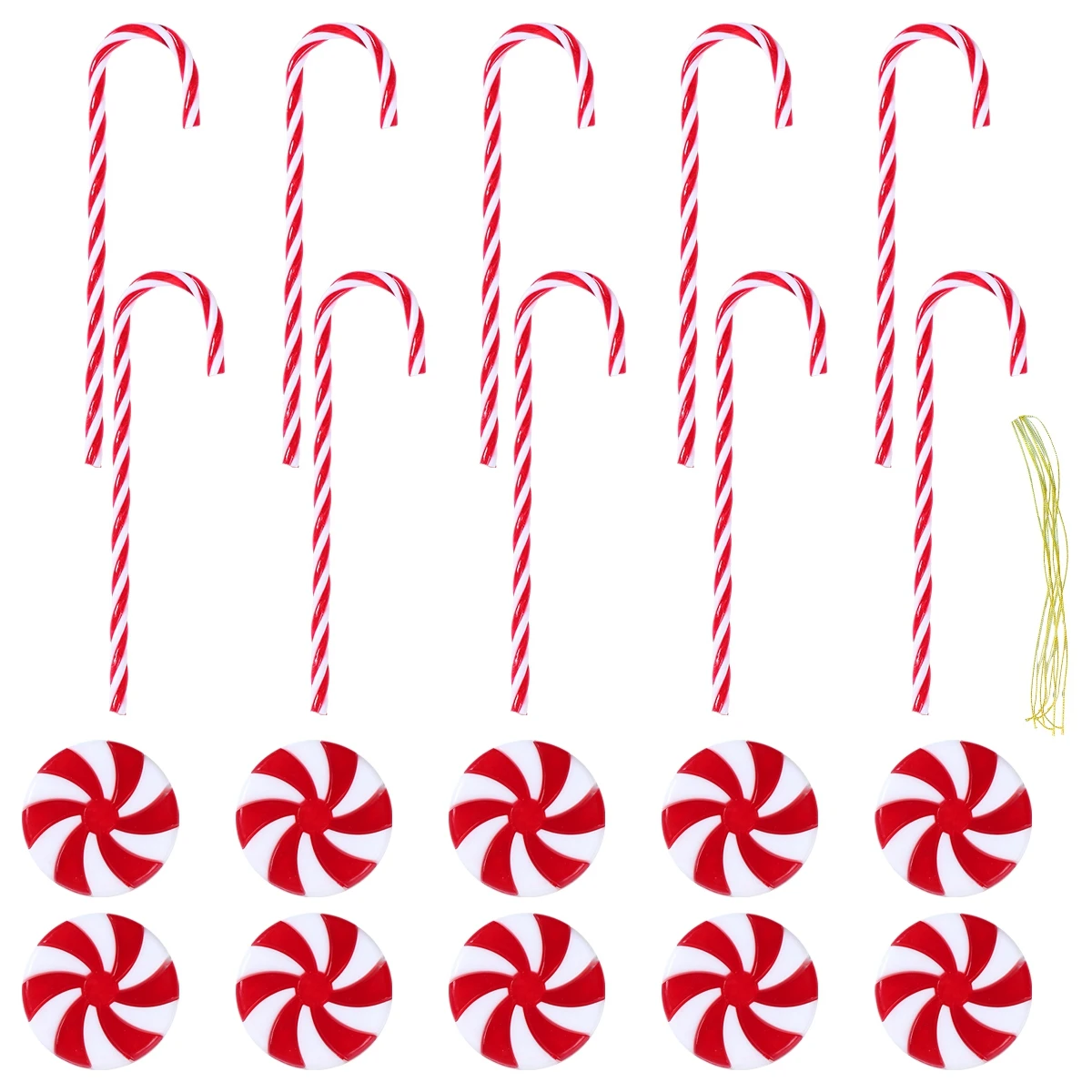 20pcs Christmas Candy Cane Hanging Ornament Twisted Peppermint Lollipop for Xmas Tree Decor Holiday Party New Year Noel Supplies