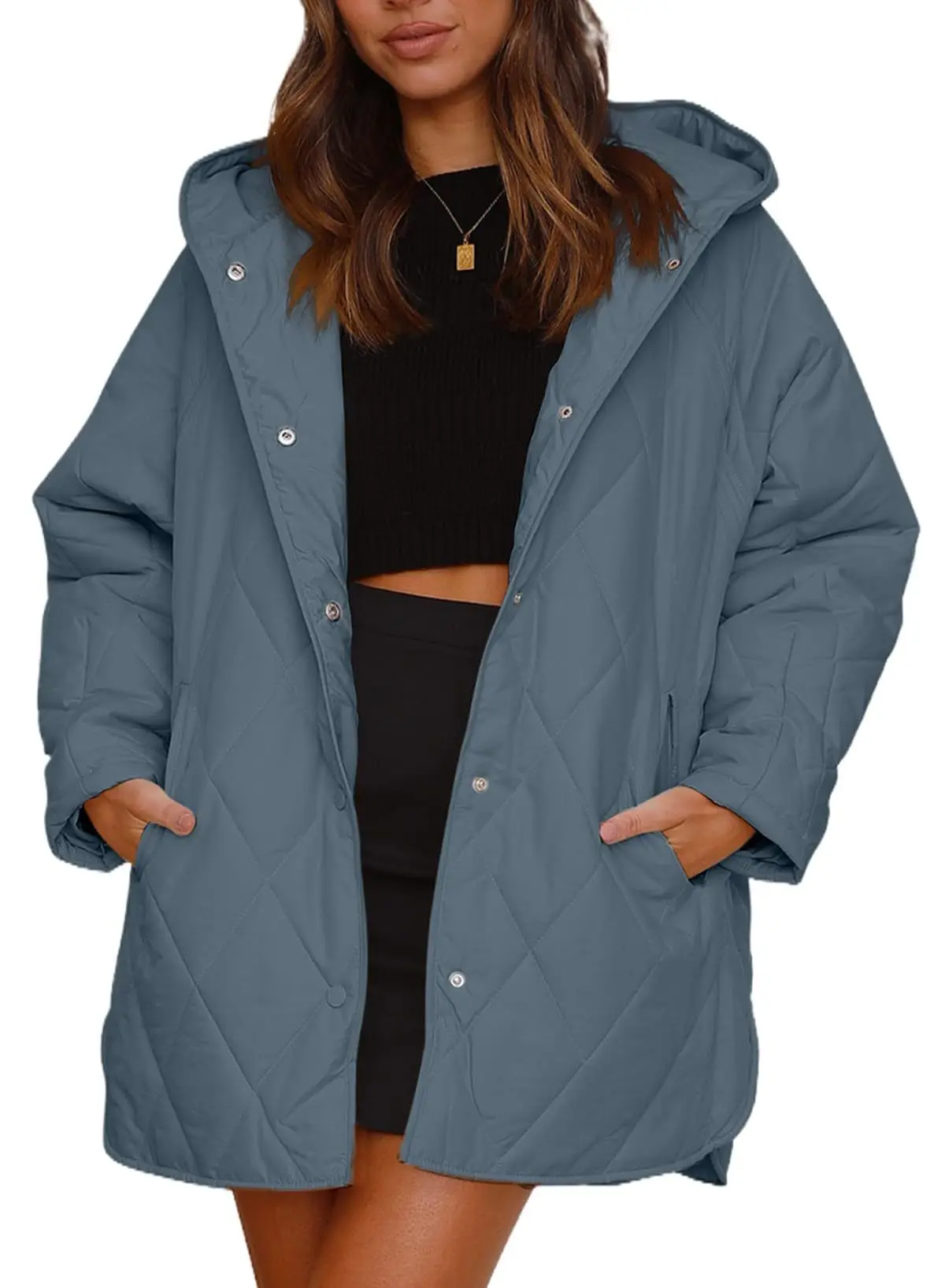 Women Solid Hooded Jacket Zipper Pocket Loose Womens Vests Outerwear Sleeveless Jacket Long Coat Woman Winter 2023 Coat