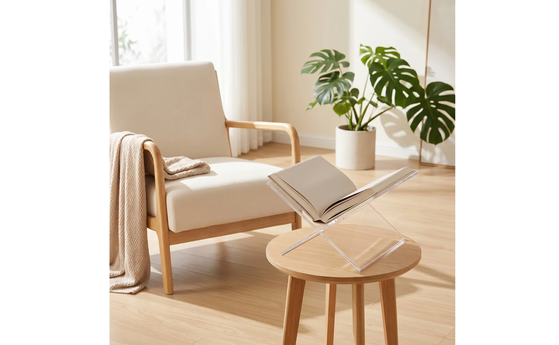 X-Shaped Display Stand Interlocking Acrylic Book Stand Tabletop Book Display Freestanding Magazine Rack Clear for Readers