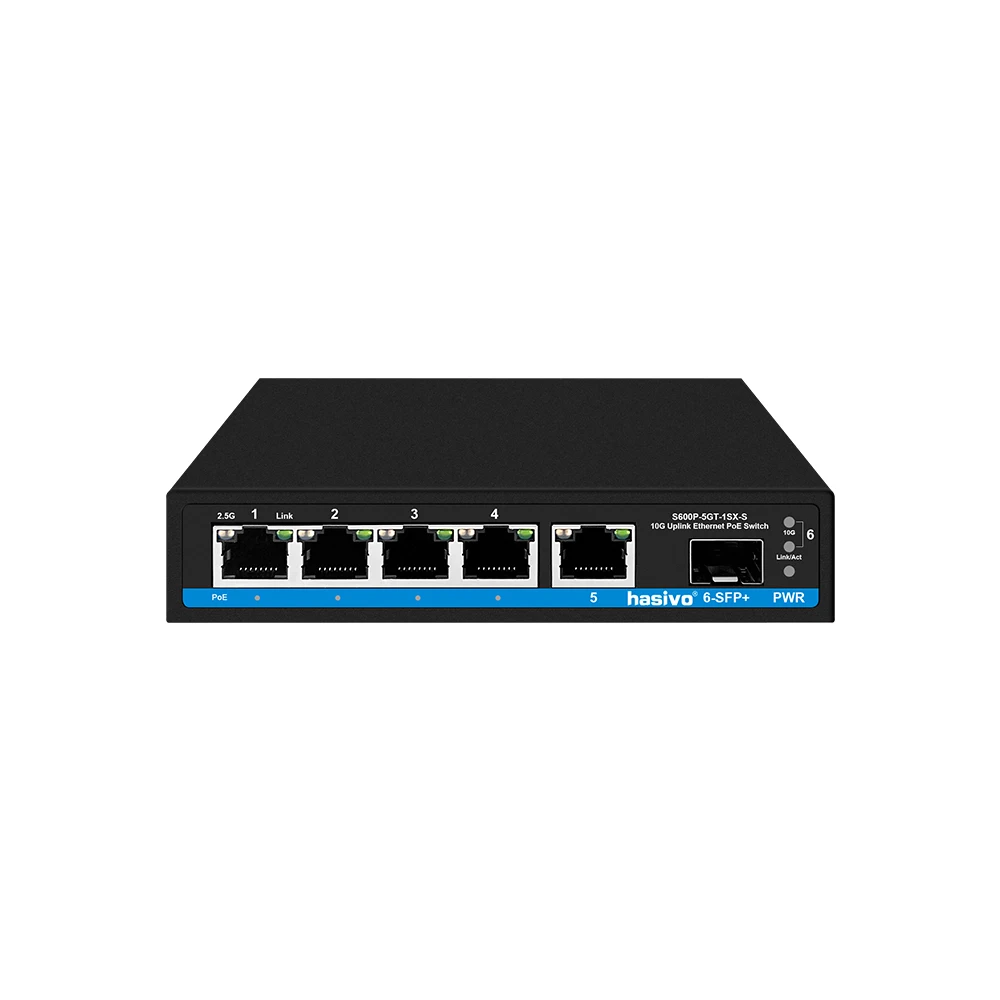 Hasivo S600(P)-5GT-1SX-S 10G Uplink (PoE) Ethernet Switch ,5*2.5G RJ45+1*10G optical port