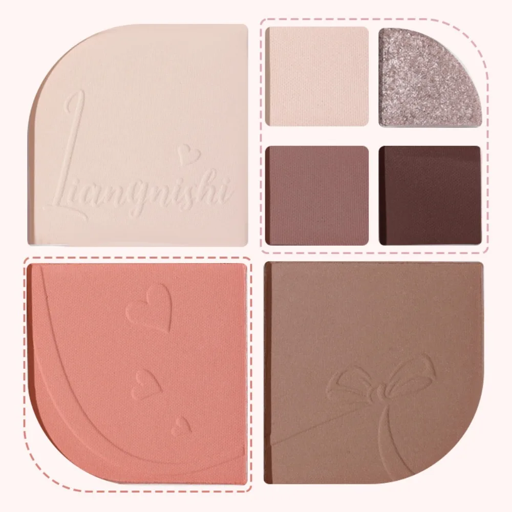 Fashion Brighten Eye Shadow Cosmetics Shading Powder Blush Highlighting Powder Disc Long Lasting Art 7 Color Face Palette Party