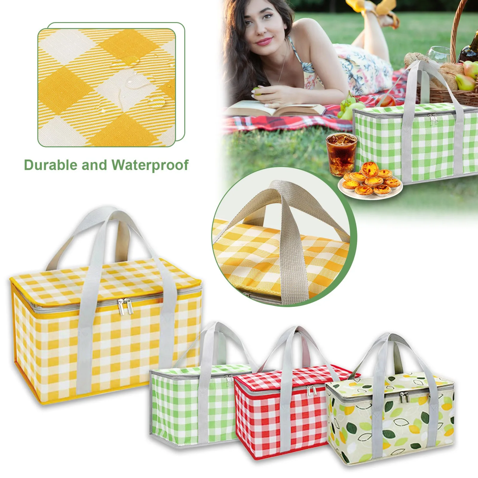 Bolsa de mano con aislamiento térmico para comida, bolso grande para entrega de alimentos, comida fría y caliente, Picnic de viaje, para llevar