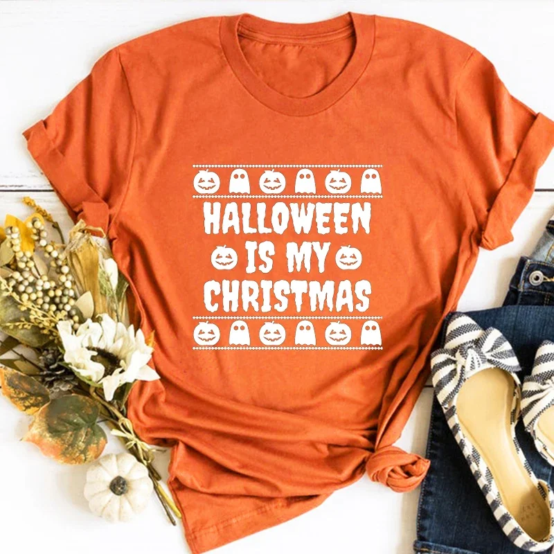 

Halloween Is My Christmas Shirts for Women Summer Classic Halloween Pumpkin Tshirt Women M Fashion Vintage Tee Punk